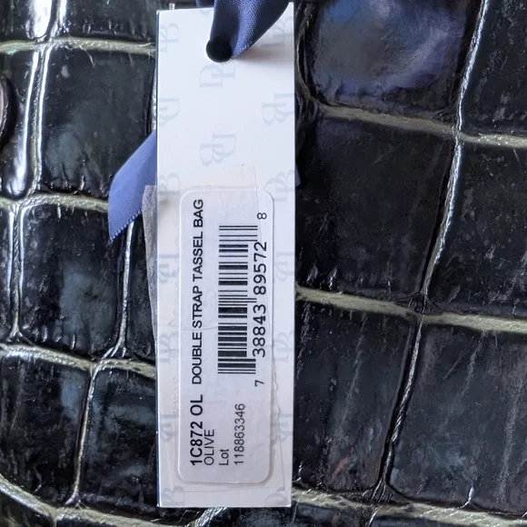 NWT Dooney and Bourke Croco Embossed Leather Green and Brown Bag - Picture 7 of 16